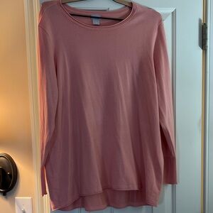 Chico's Soft Coral Long Sleeve Knit Lightweight Sweater